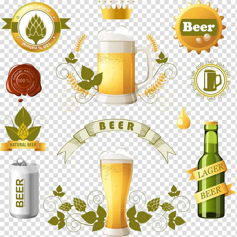 Beer bottle Brewery, Surrounded by leafy beer transparent background PNG clipart