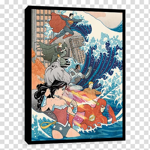 The Great Wave off Kanagawa Wonder Woman Aquaman Superman Justice League, Wonder Woman transparent background PNG clipart