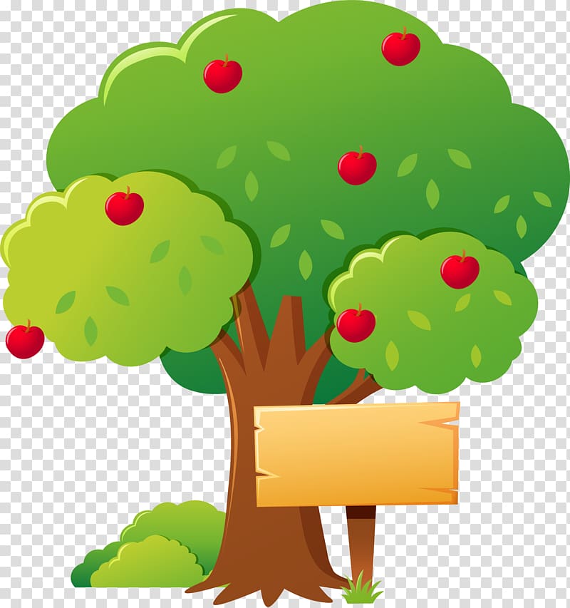 apple tree illustration, Apple Tree Illustration, Cartoon apple tree transparent background PNG clipart