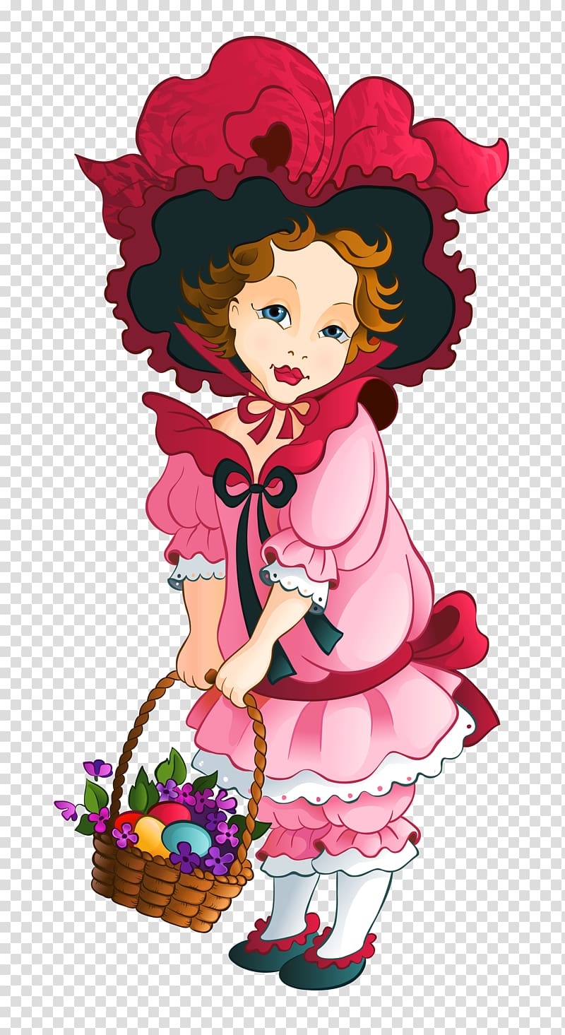 woman holding fruit basket illustration, Girl , Easter Girl with Basket transparent background PNG clipart