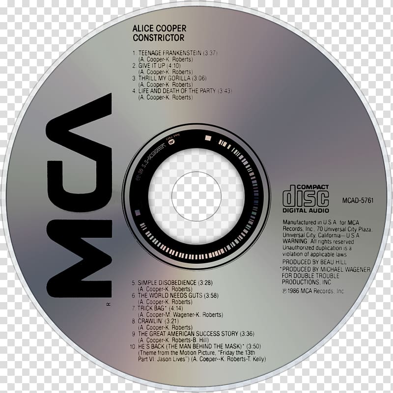 Compact disc Mascara and Monsters: The Best of Alice Cooper Music Let Me Up (I\'ve Had Enough) Constrictor, Alice Cooper transparent background PNG clipart