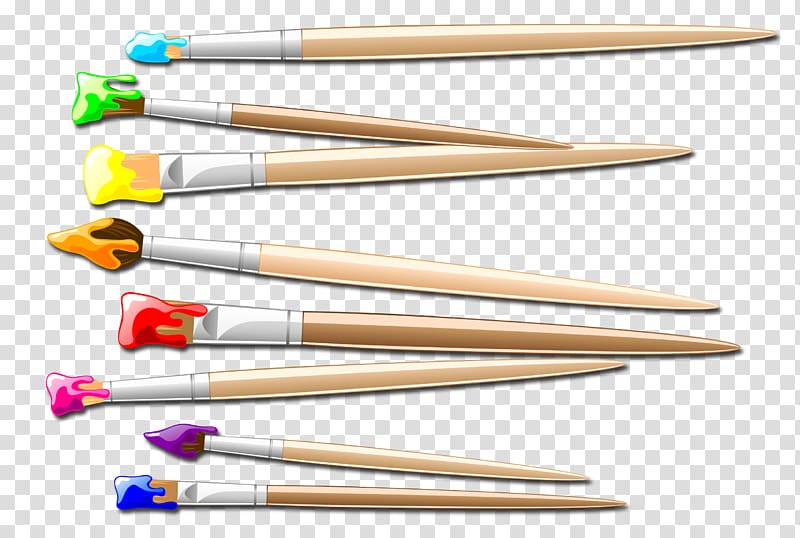 Watercolor painting Paintbrush, Colored watercolor pen transparent background PNG clipart