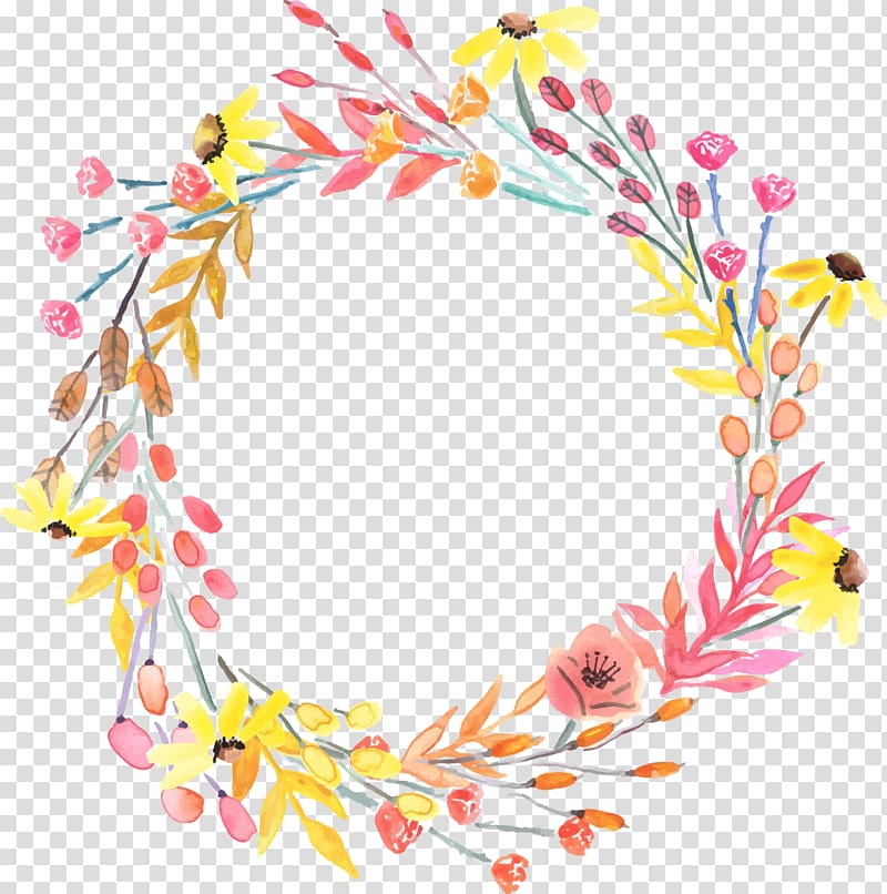 flower wreath illustration l, Wreath Computer file, painted garlands transparent background PNG clipart