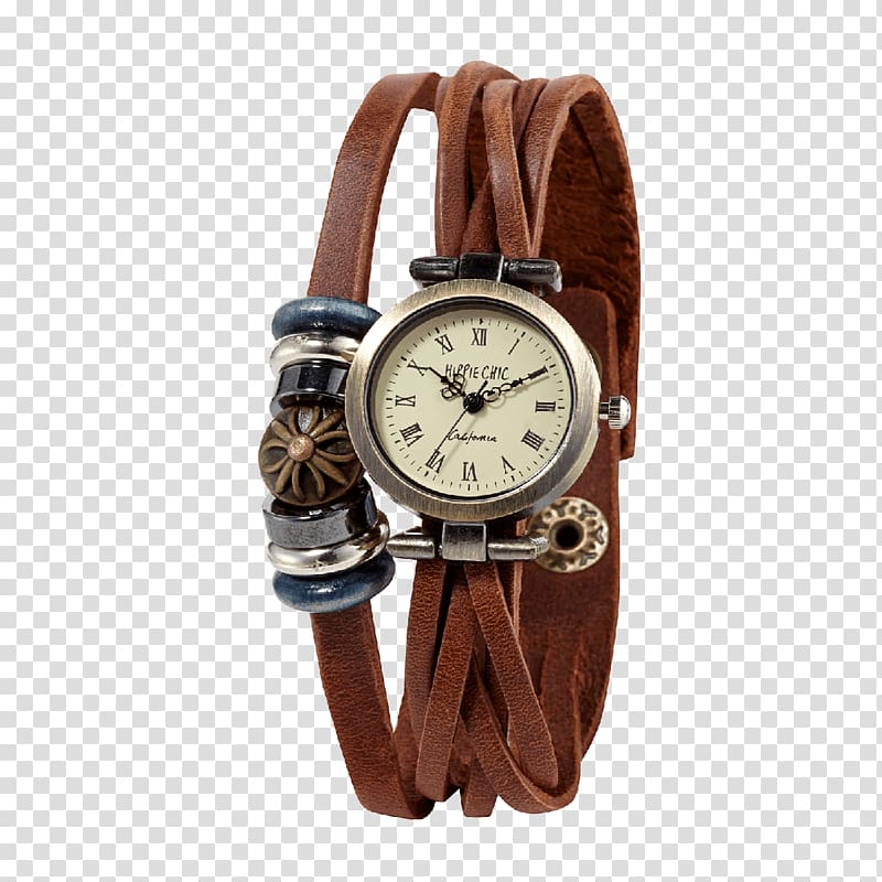 Wood Watch Boho-chic Strap Fashion, hippie transparent background PNG clipart