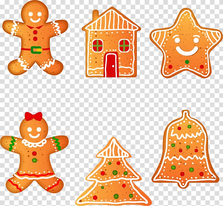 Lebkuchen Christmas cookie Biscuit, Six Christmas cookies transparent background PNG clipart