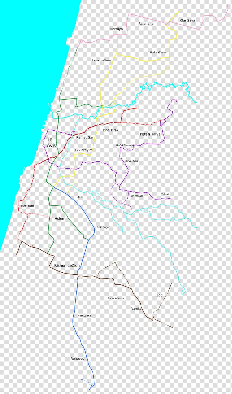 Tel Aviv Light Rail Red Line מערכת להסעת המונים במטרופולין תל אביב, הקו הסגול Green Line, map transparent background PNG clipart