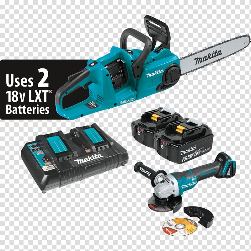 Makita 18V X2 LXT Brushless Cordless Cut-Off/Angle Grinder Kit XAG Chainsaw Makita 18V X2 LXT Brushless Cordless Cut-Off/Angle Grinder Kit XAG, cordless chain saws transparent background PNG clipart