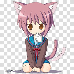 Catgirl Anime Nyan Cat Chibi Drawing, cute girl transparent background PNG  clipart