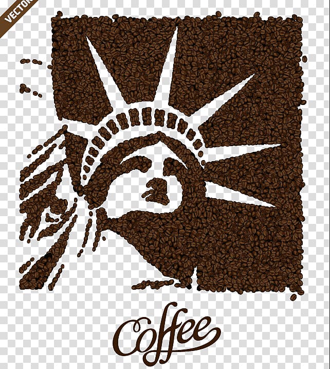 Statue of Liberty Coffee Tea Cafe Poster, Statue of Liberty coffee beans background material buckle Free transparent background PNG clipart