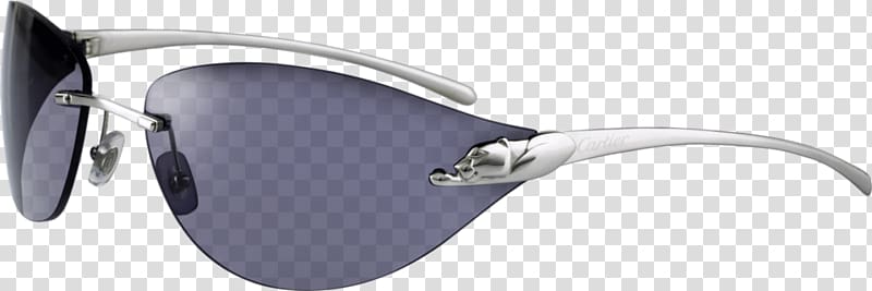 black lens gray temple sunglasses, Cartier Sunglasses Silver transparent background PNG clipart