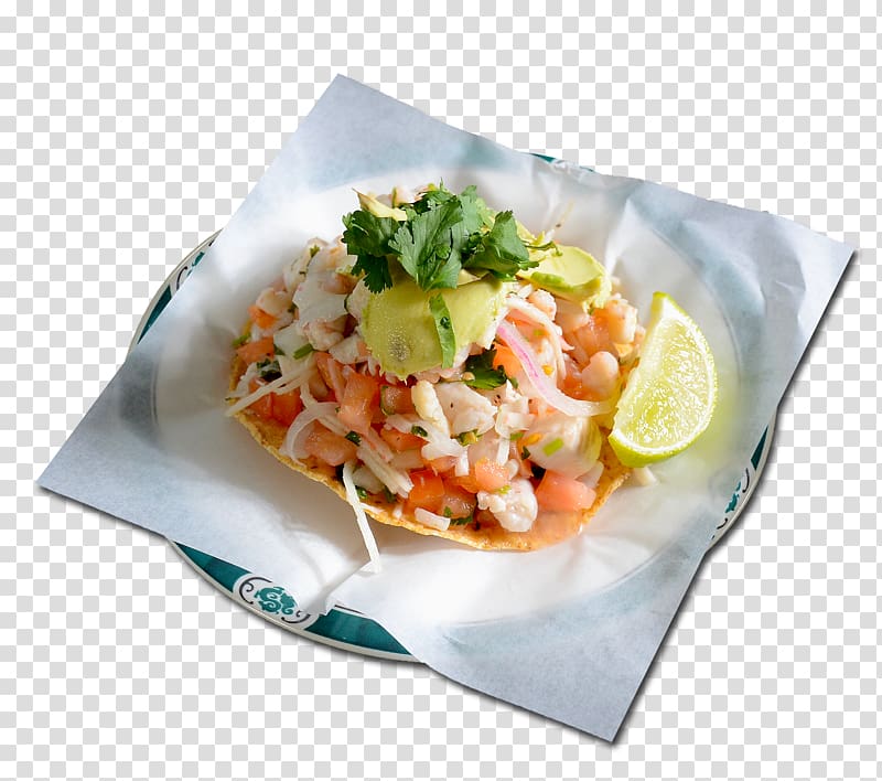 Thai cuisine Tostada Seafood Salad Garnish, Seafood cuisine transparent background PNG clipart