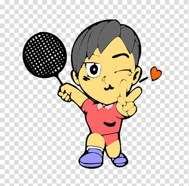 Sport Badminton Thomas Cup, Cartoon boy playing badminton transparent background PNG clipart