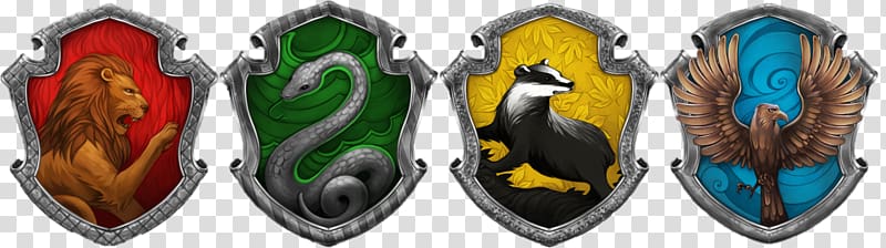four assorted-color-and-animal shield , Harry Potter and the Philosopher\'s Stone Lord Voldemort Harry Potter and the Cursed Child Slytherin House, Gryffindor transparent background PNG clipart