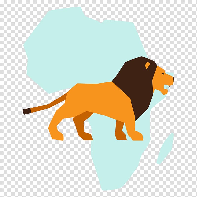 Africa Lion Illustration, Lion & Map transparent background PNG clipart