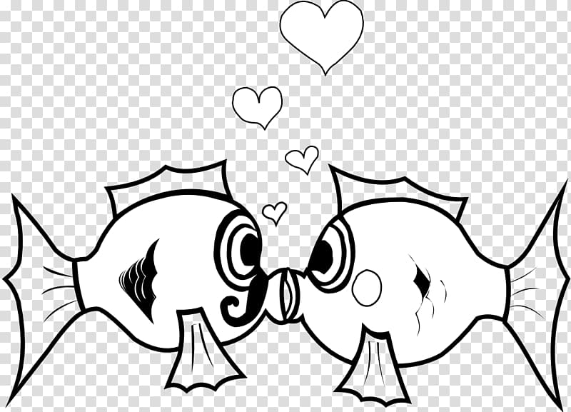 Kissing gourami Fish Cartoon , Black Love Art Pics transparent background PNG clipart