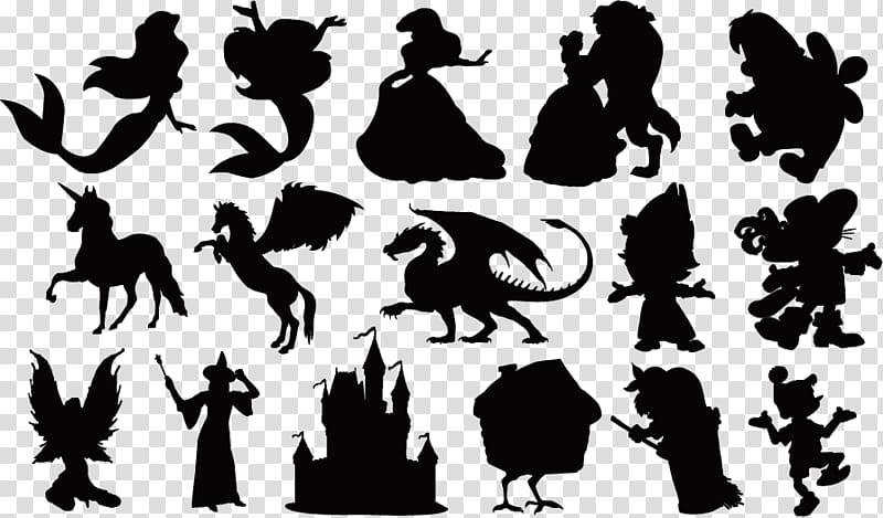 Disney character , Fairy tale Silhouette , Fairy silhouette material transparent background PNG clipart