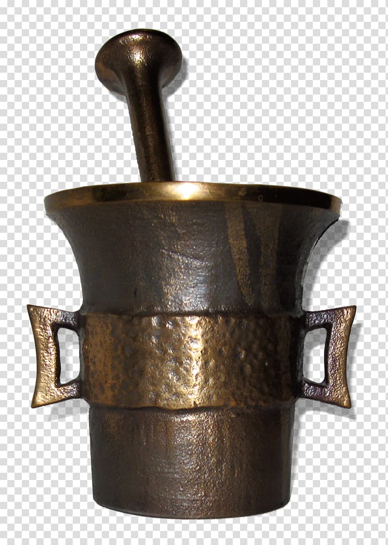Mortar and pestle Metal Bronze Brass Sand casting, bronze transparent background PNG clipart
