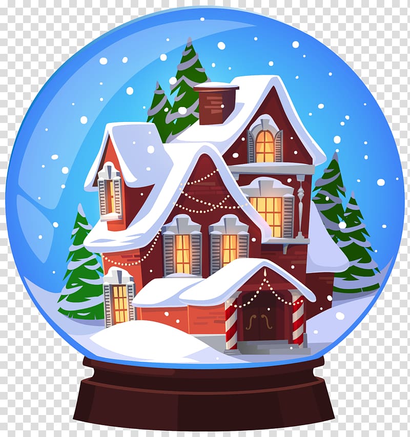 snow-covered house snow globe , Snow globe Christmas Santa Claus , Christmas House Snowglobe transparent background PNG clipart