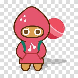 brown character wearing hoodie carrying lollipop illustration, Strawberry Cookie Run transparent background PNG clipart