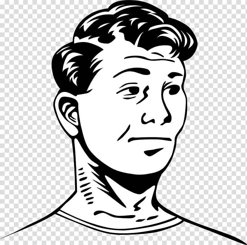Black and white , Man bust transparent background PNG clipart