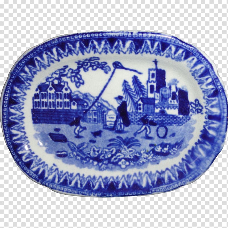 Cobalt blue Blue and white pottery Porcelain Font, Antique Meat Platters transparent background PNG clipart