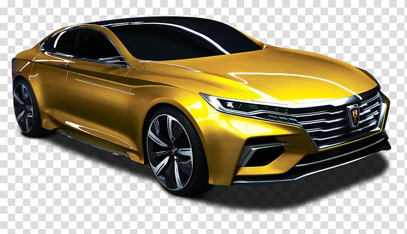 orange coupe, Car Gold High-definition television , Roewe Vision R Concept Golden Color transparent background PNG clipart
