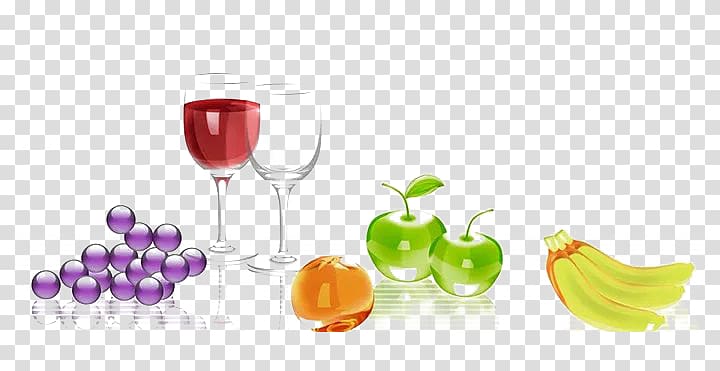 Red Wine Juice Wine glass Manzana verde, Fresh fruit and a glass of red wine transparent background PNG clipart