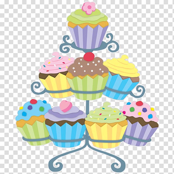 cupcakes illustration, Cupcake Muffin Frosting & Icing , cupcake stand transparent background PNG clipart