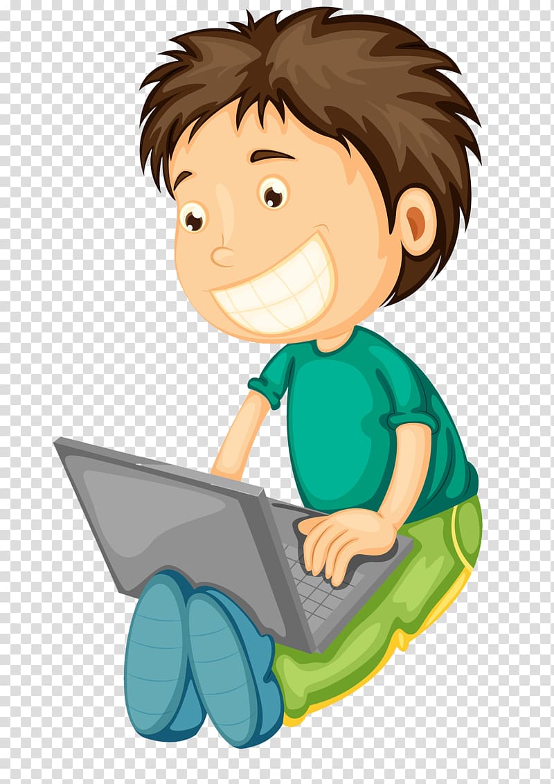 Laptop Computer , Play the computer boy transparent background PNG clipart