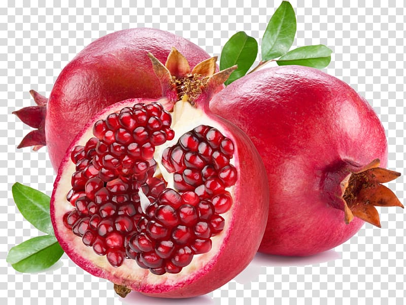 three pomegranate fruits, Pomegranate juice Fruit , Pomegranate transparent background PNG clipart