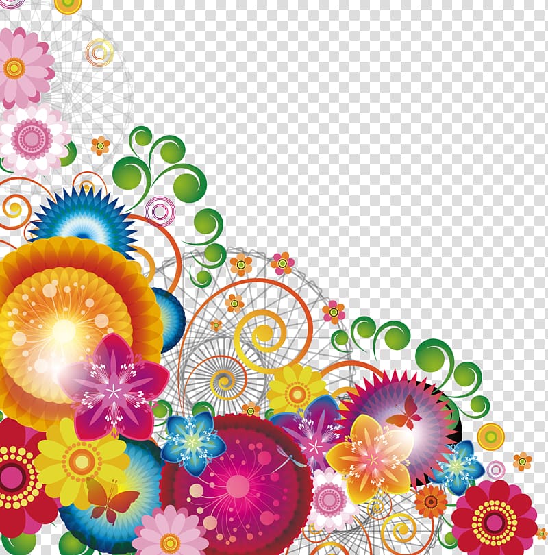 multicolored floral border , Color decorative pattern transparent background PNG clipart