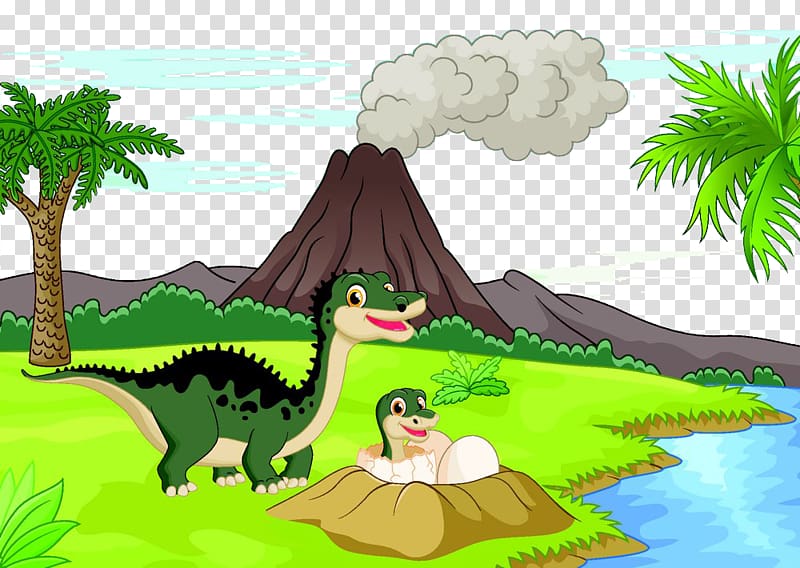 volcanoes and dinosaurs transparent background PNG clipart