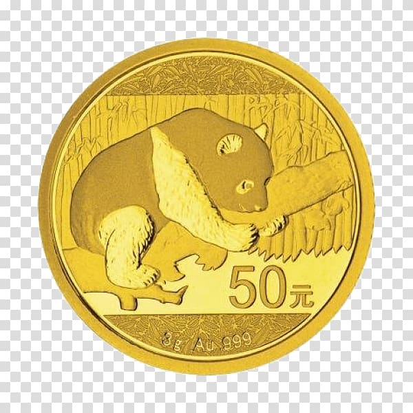 Giant panda Chinese Gold Panda Gold coin Chinese Silver Panda, gold transparent background PNG clipart