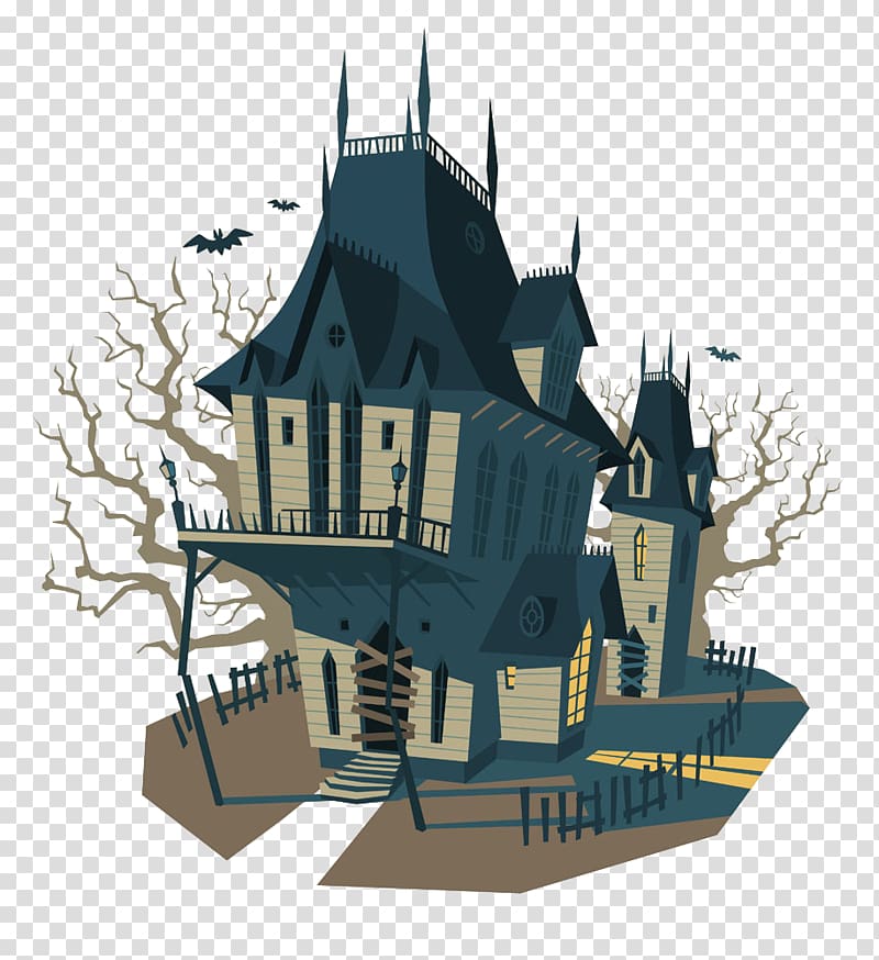 Euclidean Halloween Illustration, Retro houses transparent background PNG clipart