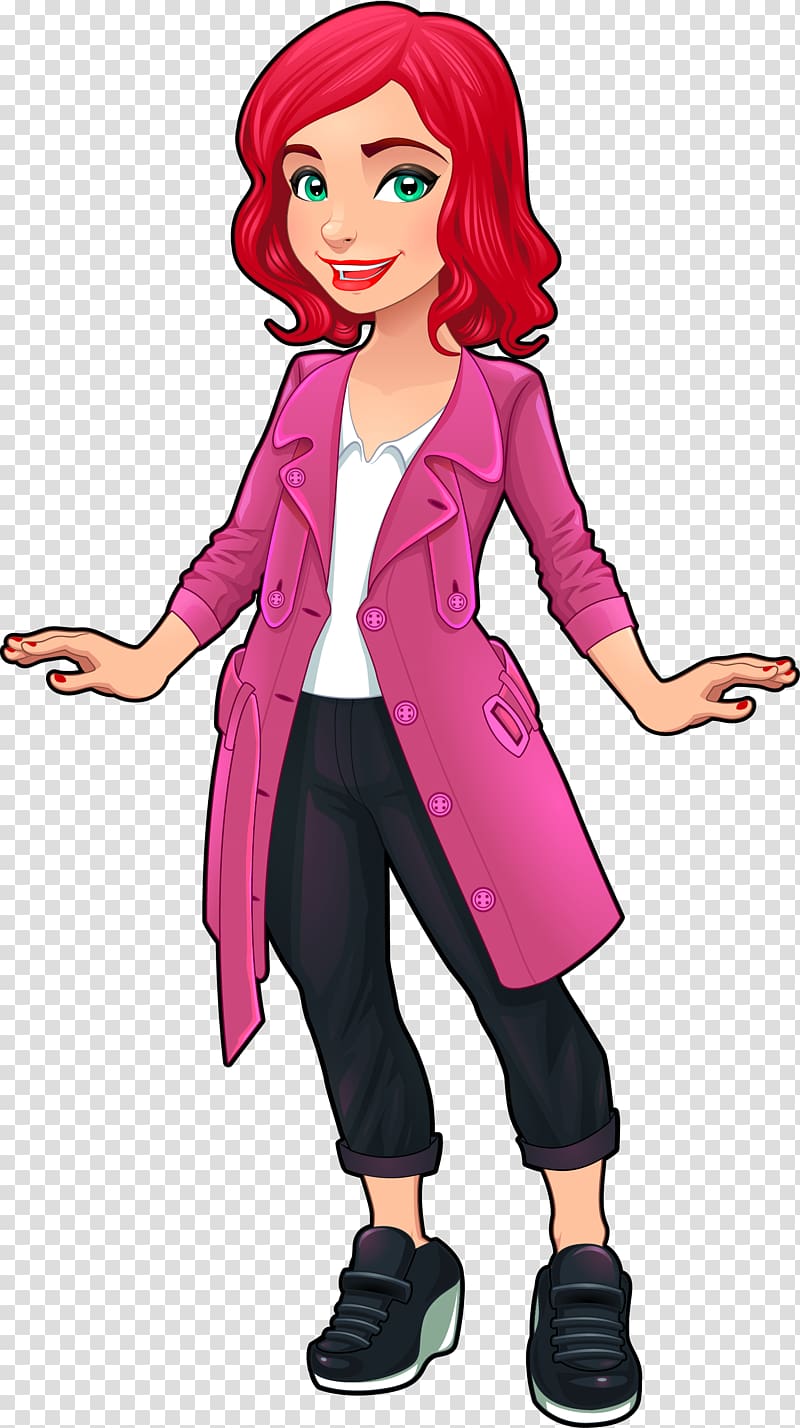 Cartoon Adobe Illustrator Illustration, Red hair fashion model transparent background PNG clipart