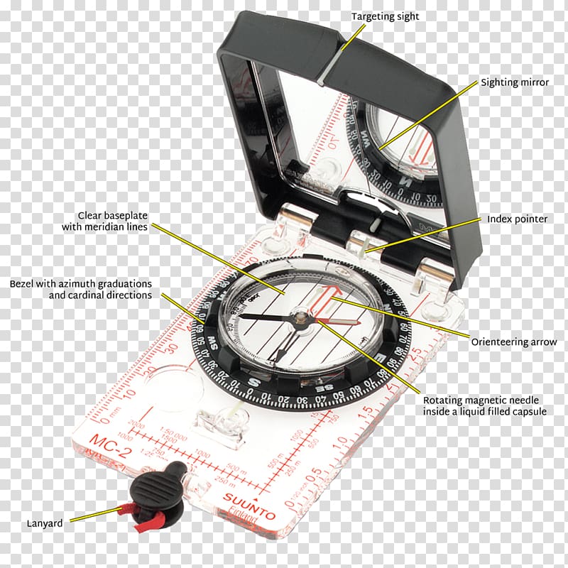 Orienteering Compass Measuring instrument Map Azimuth, compass transparent  background PNG clipart