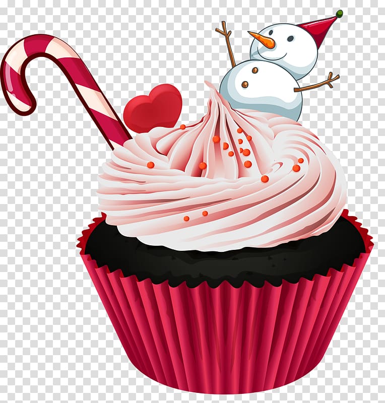 Cupcake Christmas Drawing Illustration, Snowman ice cream transparent background PNG clipart