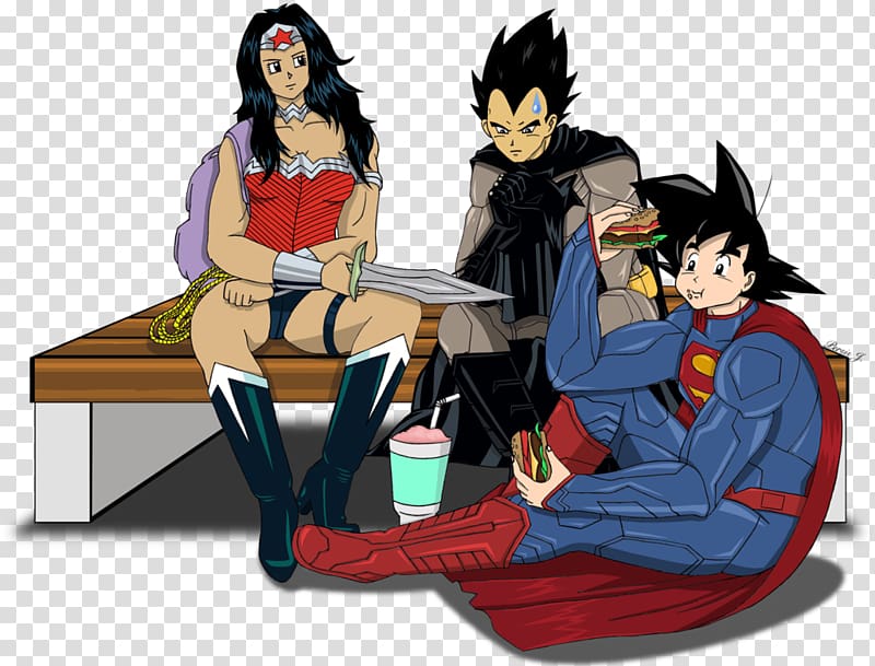 Superman Goku Diana Prince Batman Vegeta, cartoon loves pregnant woman transparent background PNG clipart