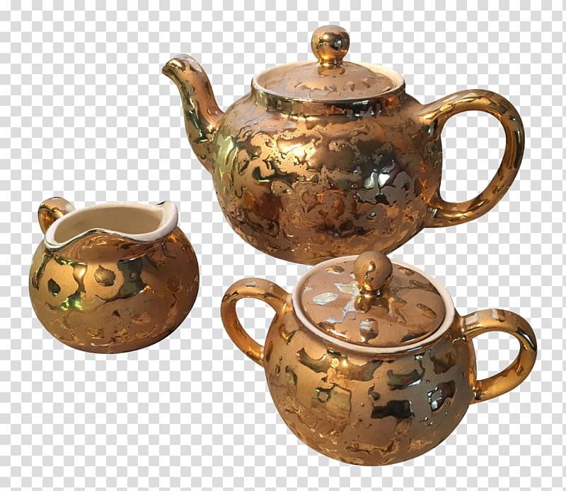 Teapot Tea set Carat Creamer, ceramic three-piece transparent background PNG clipart