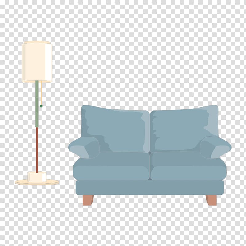 Couch Table Blue Chair, Blue-gray sofa floor lamp material transparent background PNG clipart