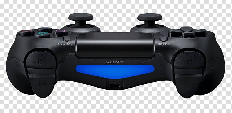 black Sony PS4 Dual-Shock controller, Playstation Joystick Side View transparent background PNG clipart