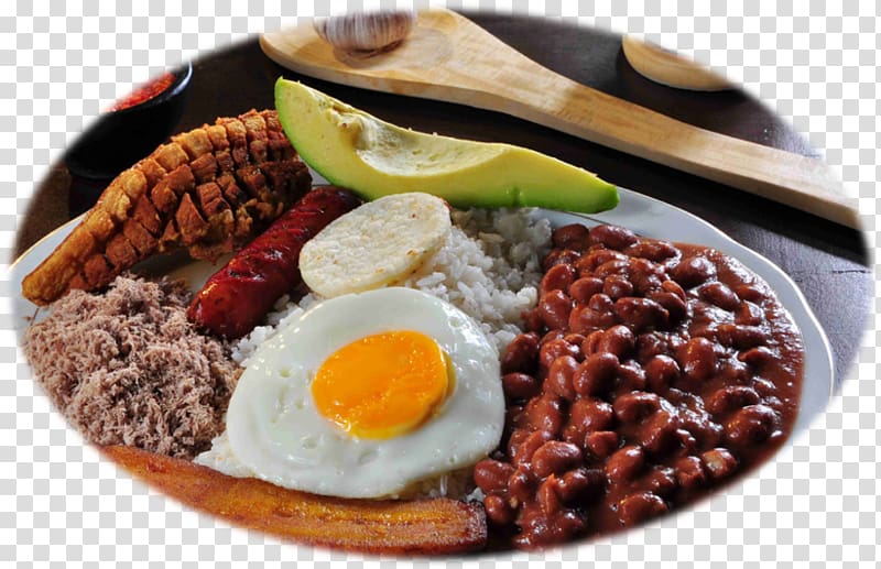 Bandeja paisa Colombian cuisine Paisa Region Pabellón criollo Arepa, dish Food transparent background PNG clipart