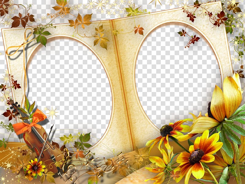 two rectangular brown floral frames, Digital frame , Gold Frame transparent background PNG clipart