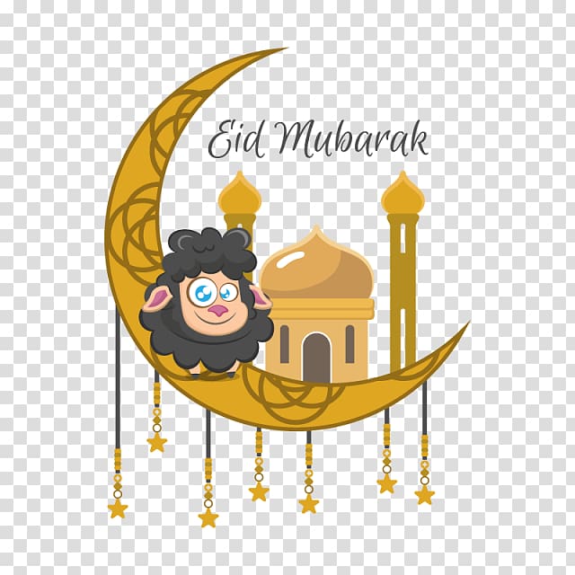 black sheep illustration with text overlay, Sheep Illustration Eid al-Adha Eid al-Fitr, sheep transparent background PNG clipart