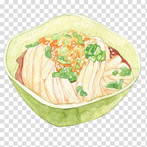 Rice vermicelli Rice noodles Mixian Food Illustration, Fried rice noodles hand painting material transparent background PNG clipart
