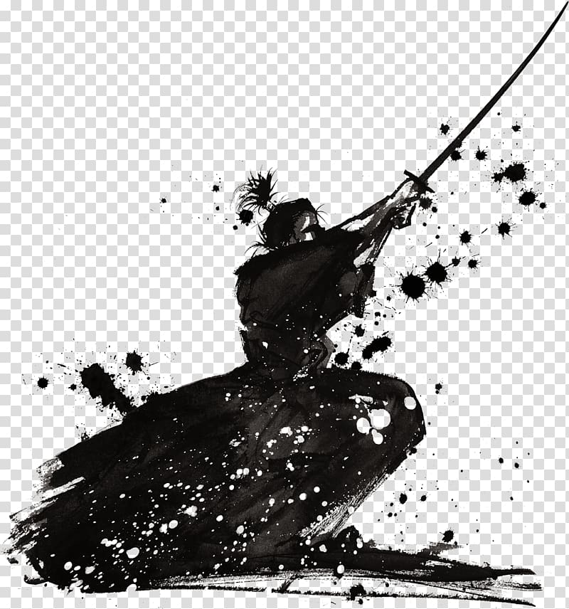man wielding katana 3D digital illustration, Samurai Icon, Samurai transparent background PNG clipart