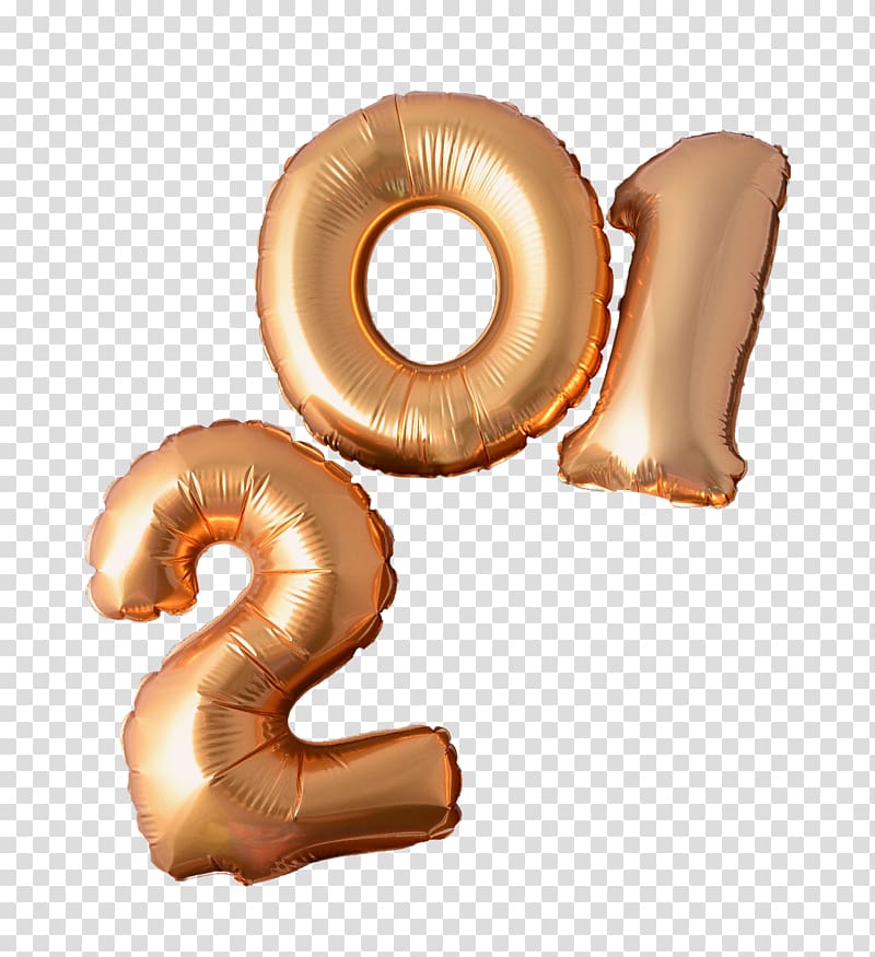 Balloon Numerical digit Designer, Gold balloon figures transparent background PNG clipart