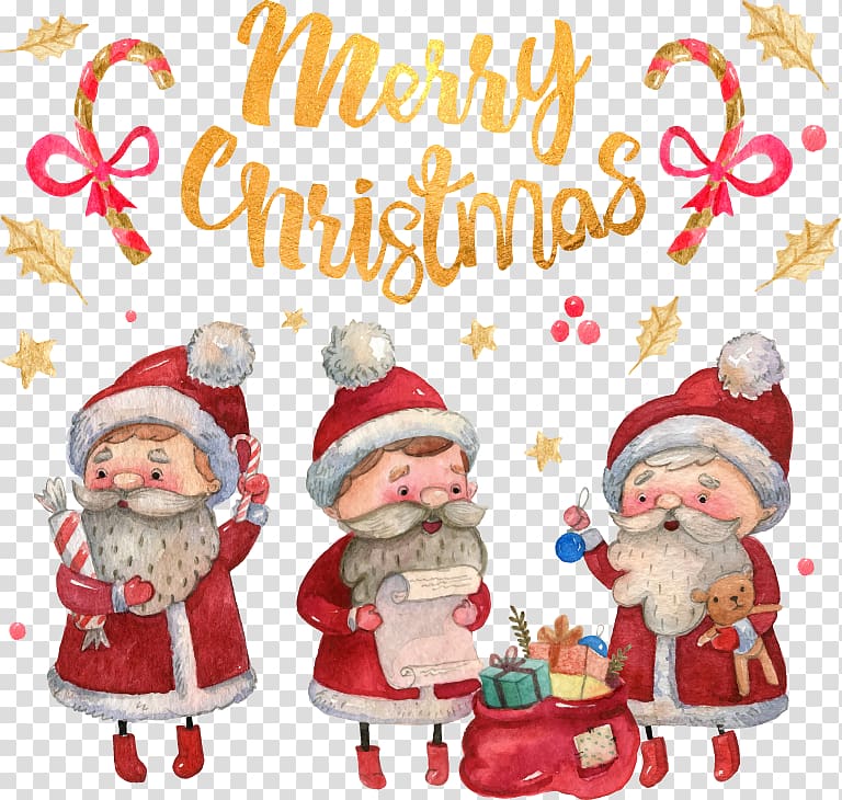 Santa Claus Royal Christmas Message Child, Hand-painted watercolor Christmas Greeting Cards transparent background PNG clipart