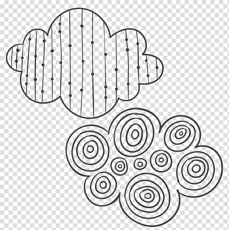Black and white Drawing, Hand-painted pattern clouds transparent background PNG clipart