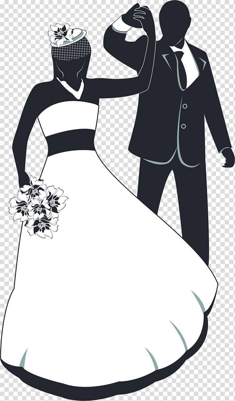 Wedding invitation , The bride and groom dancing transparent background PNG clipart